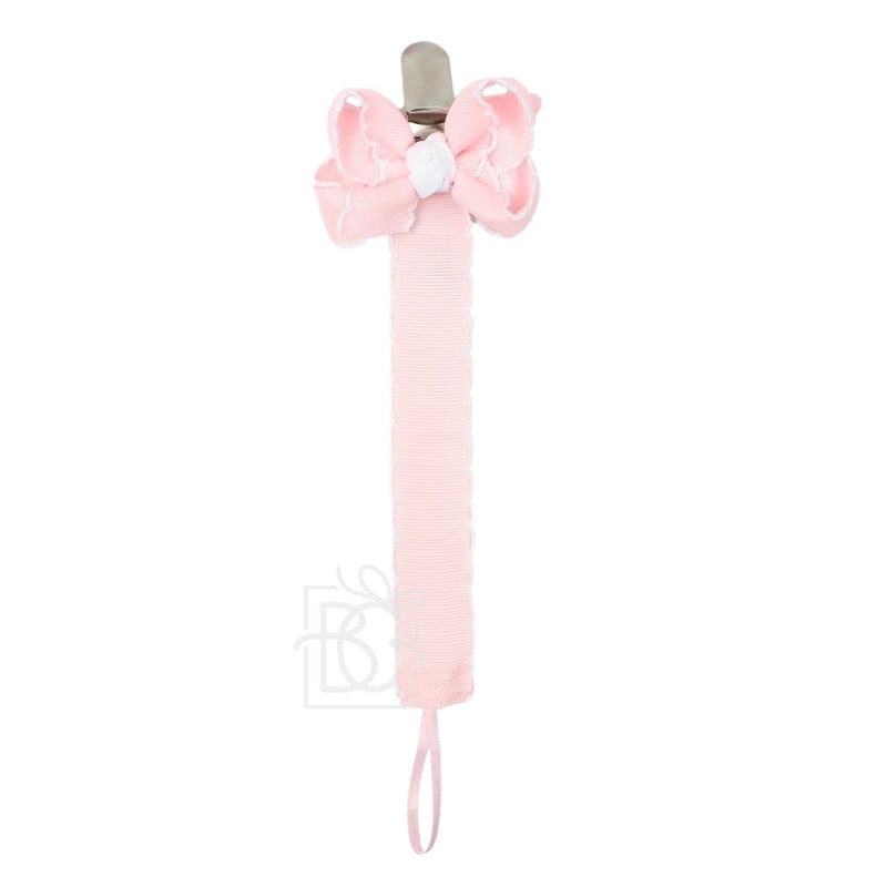 Scalloped Grosgrain Pacifier Clip w/ Detachable Bow