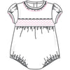 Essentials Solid Smocked Bubble in White Pink