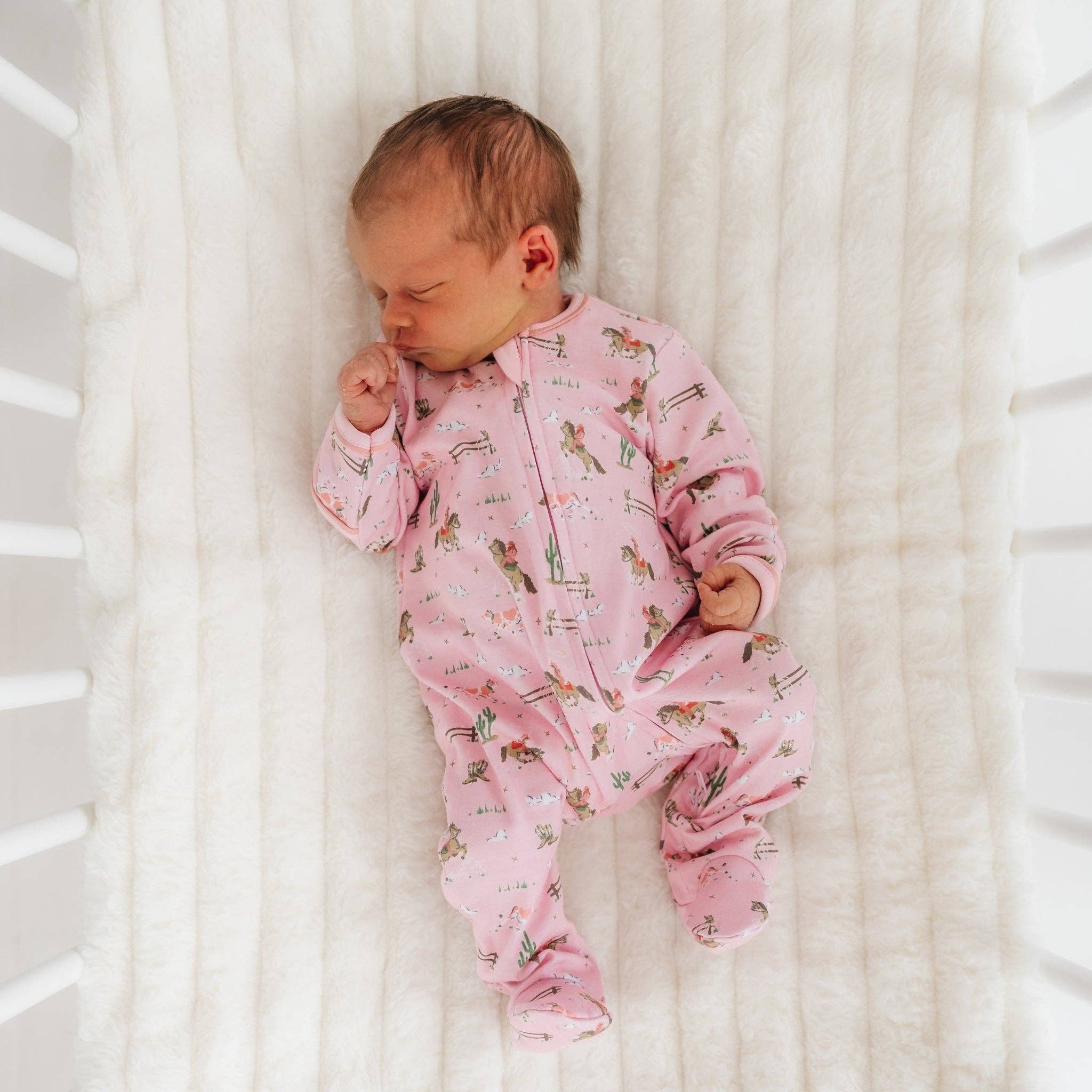 Little Wranglers Zip Footie - Dusty Rose