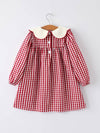 Embroidered Christmas Tree Plaid Dress
