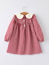Embroidered Christmas Tree Plaid Dress