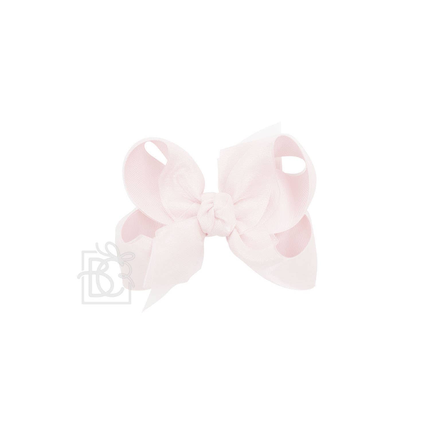 LAYERED ORGANZA/GROSGRAIN BOW ON CLIP