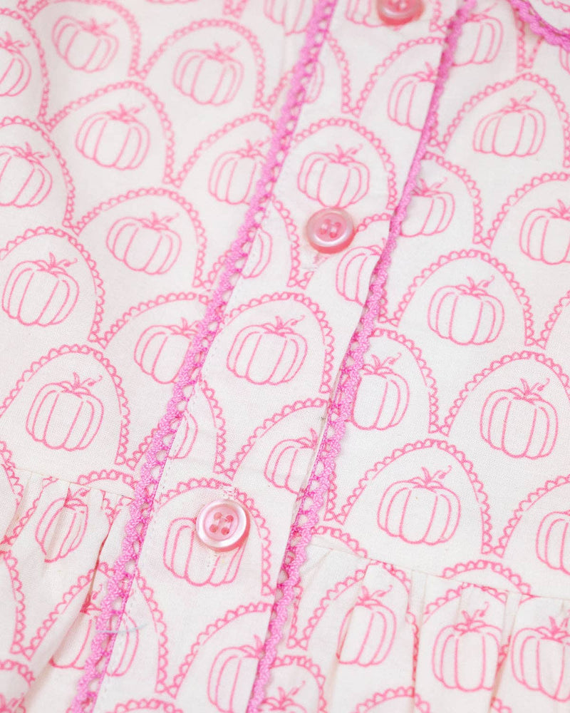 Pumpkin Scallop Print Dress