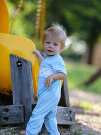Blue Smocked Cross Romper