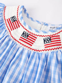 Flag Embroidered Smocked Dress