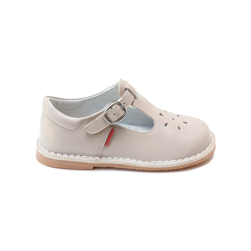 Joy Classic Leather T-Strap Mary Jane in Almond