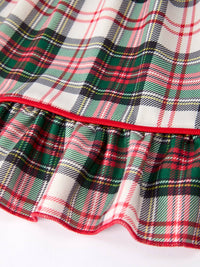 Christmas Plaid with Santa Applique Dress
