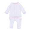 Sweet Peppermint Pink Emb Ruffle Footie
