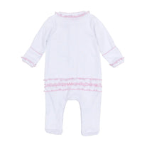 Sweet Peppermint Pink Emb Ruffle Footie