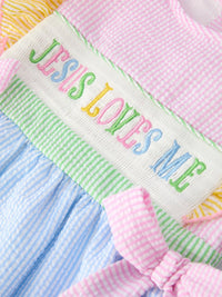 "Jesus Loves Me" Embroidered Dress