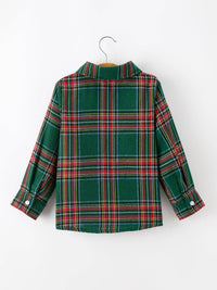 Christmas Plaid Boys Button Down Shirt