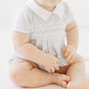 Mini Checks Smocked Collared Bubble - Blue
