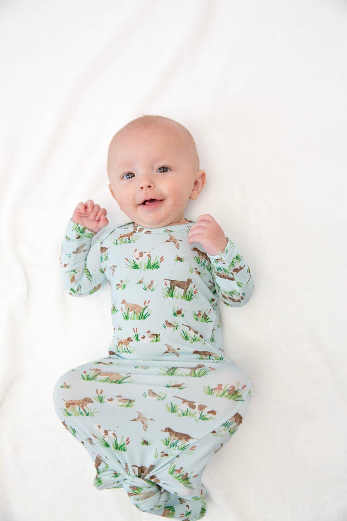 Delta Bird Hunting Dogs- Knotted Infant Gown