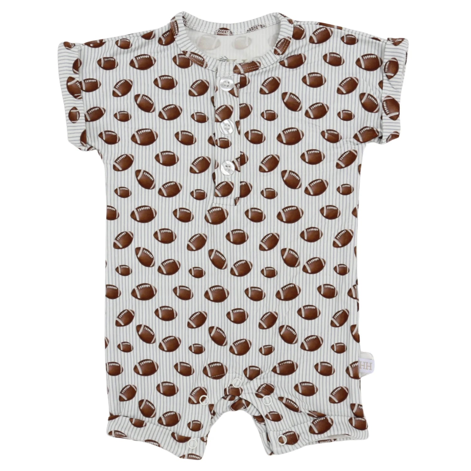 Blue Football Button Romper