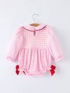 Heart Embroidered Gingham Bubble