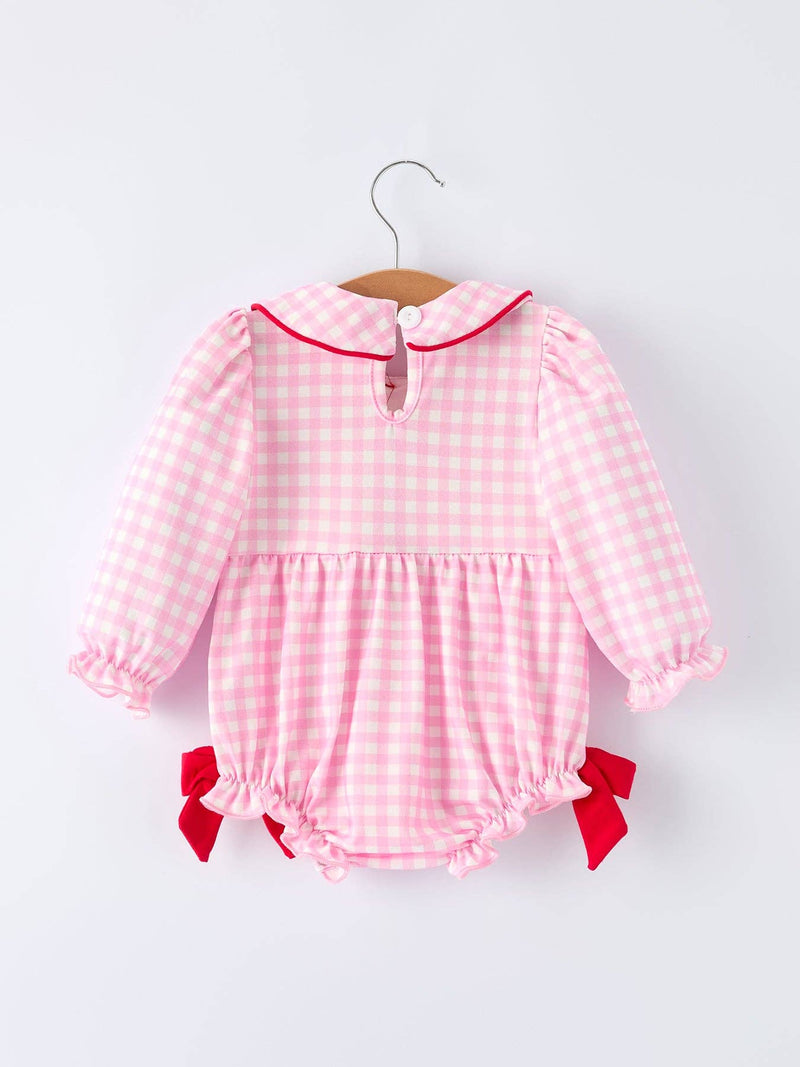 Heart Embroidered Gingham Bubble