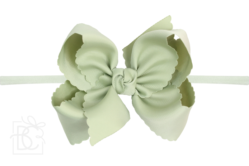 Nylon Headband w/ Scalloped Bow (Mult. Colors)