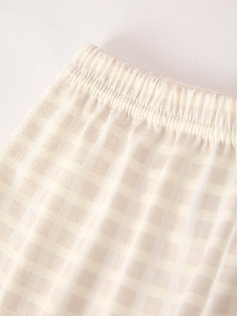Plaid Turkey Embroidery Smocking Boys Set
