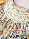 Fall Floral Embroidery Smocked Dress