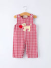 Valentine Applique Heart Dog Plaid Romper