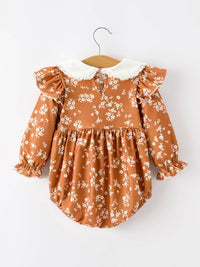 Rust Floral Peter Pan Collar Bubble