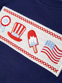4th of July Embroidery Boys Short Sleeved Short Set