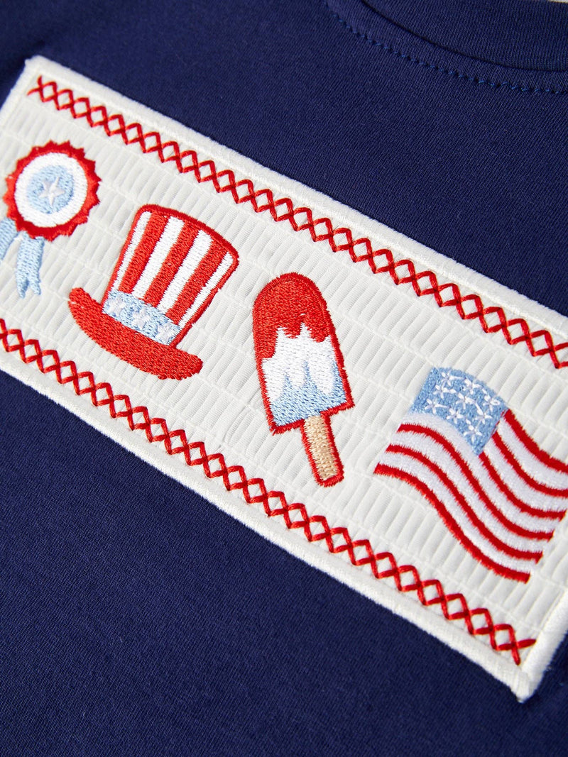 4th of July Embroidery Boys Short Sleeved Short Set
