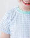 Blue Gingham and Mint Short Set