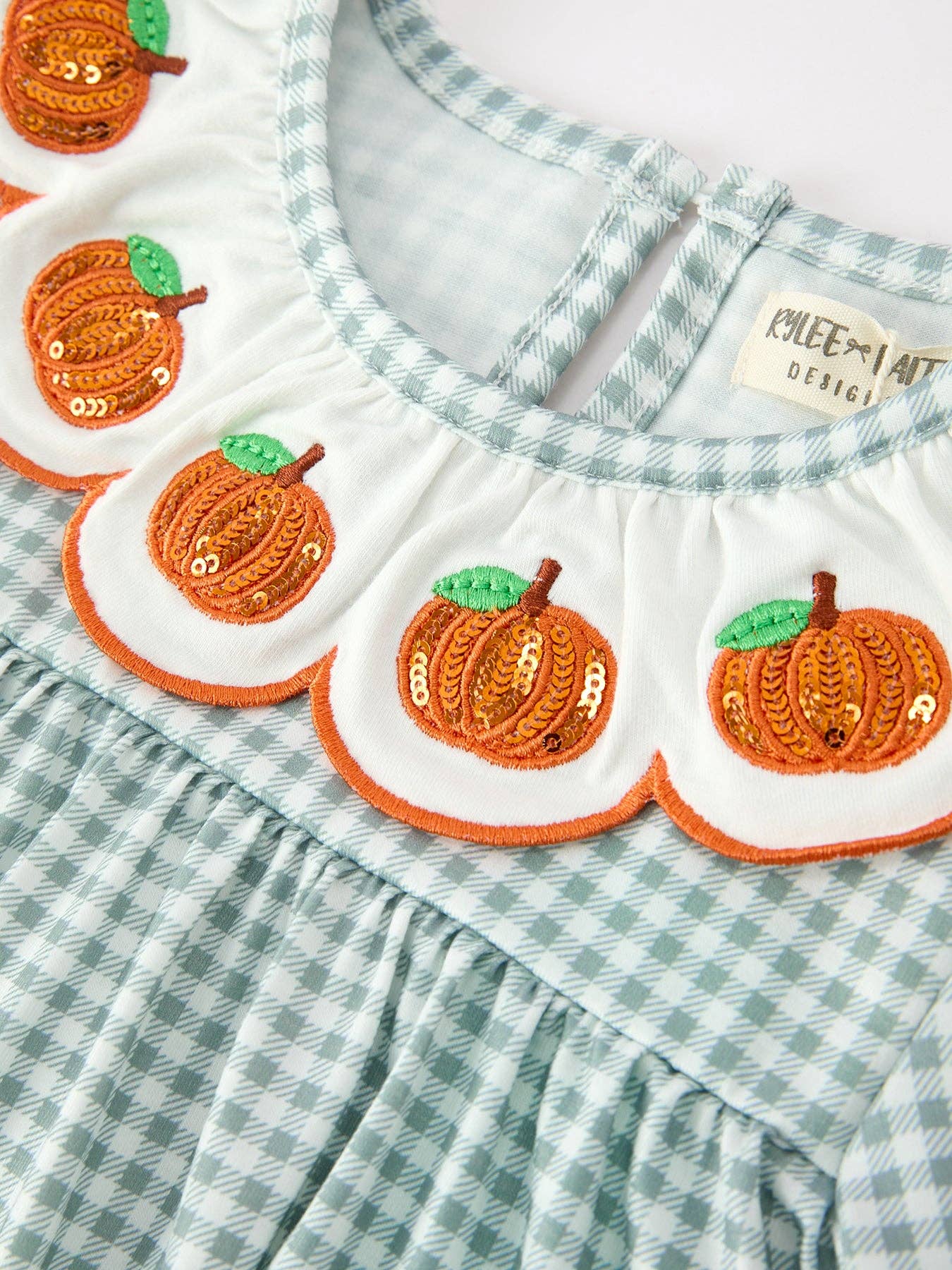 Pumpkin Embroidered Girls Dress