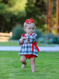 Christmas Plaid Smocked Bloomer Set
