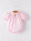 White Bow Smocked Pink Bubble