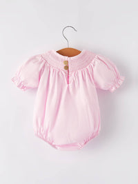 White Bow Smocked Pink Bubble