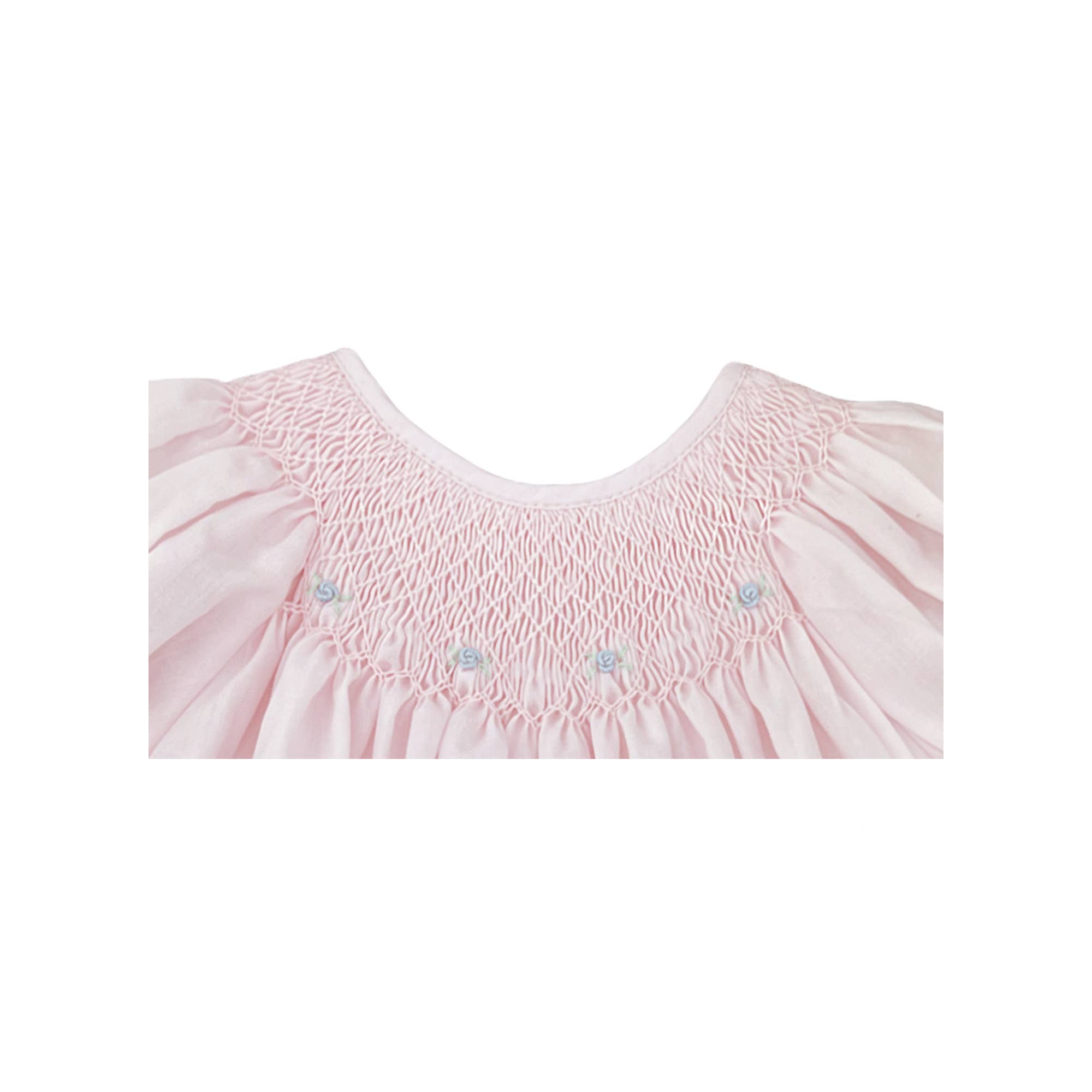 Smocked Daygown with Raglan Embroidery - Pink