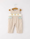 Thanksgiving Plaid Embroidery Romper