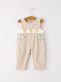 Thanksgiving Plaid Embroidery Romper