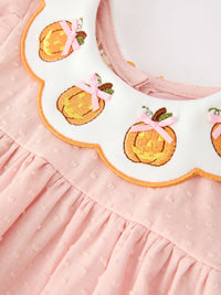 Pink Pumpkin Embroidered Girls Bloomer Set