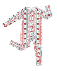 Retro Candy Cane Bamboo Zip Romper