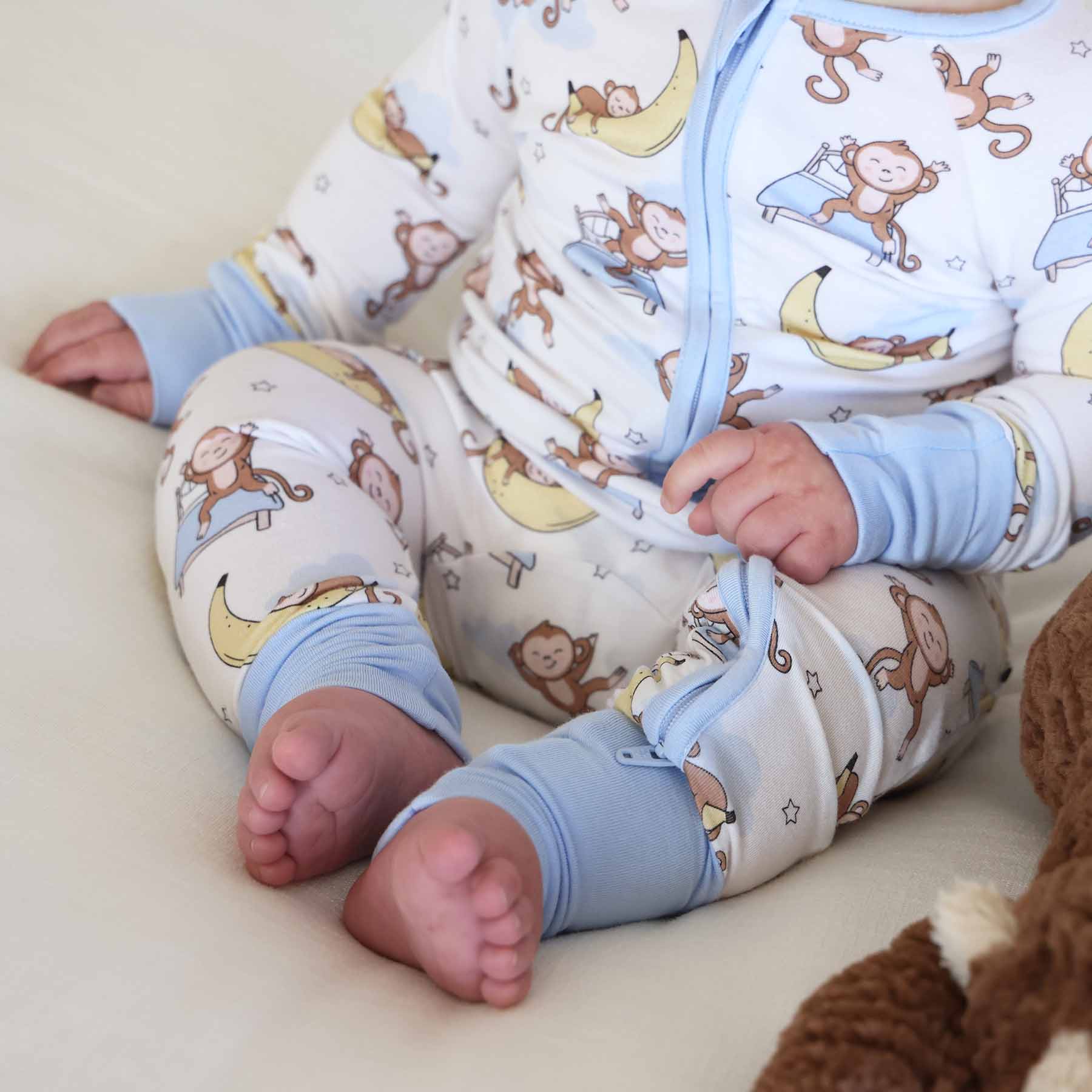 Monkey See, Monkey Snooze Convertible Zip Romper