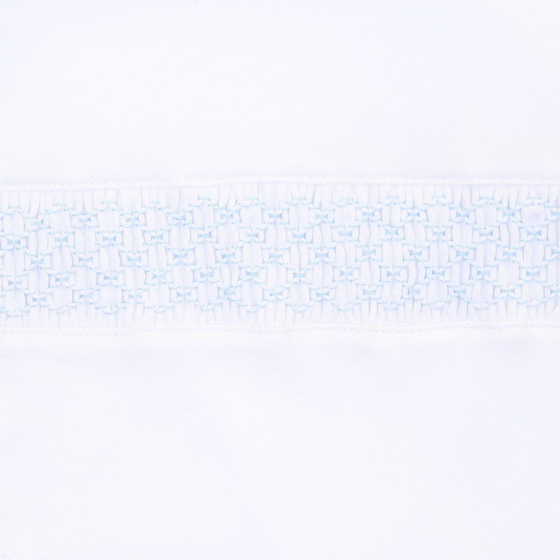 Solid Essentials White Blue Smocked Footie