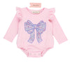 pink baby bodysuit with bow appliqué detail 
