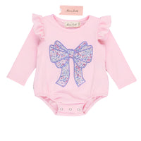 pink baby bodysuit with bow appliqué detail 