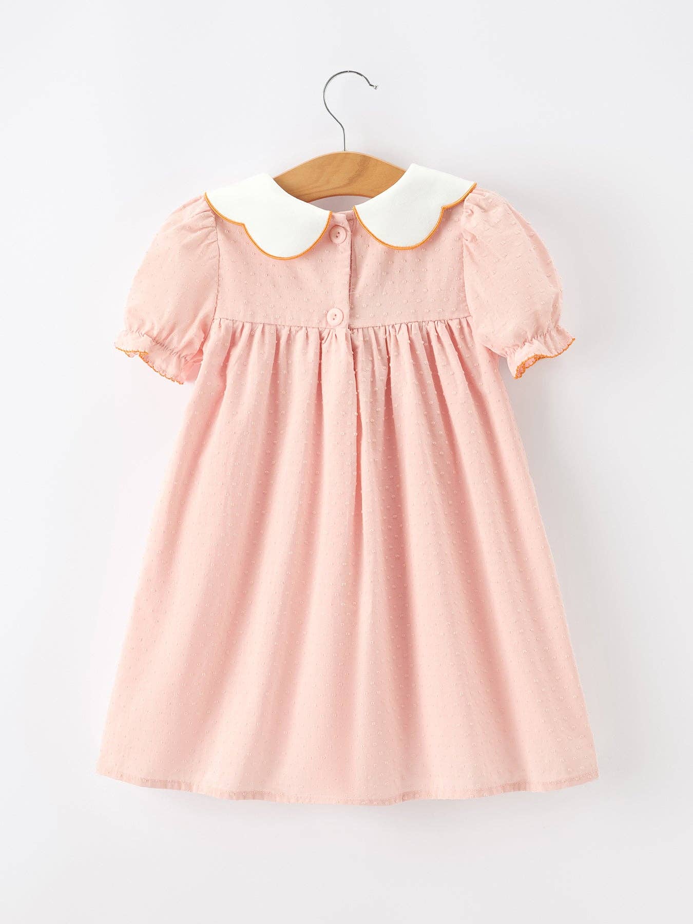 Pumpkin Applique Puff Sleeve Dress