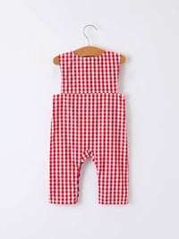 Christmas Embroidered Tree Plaid Romper