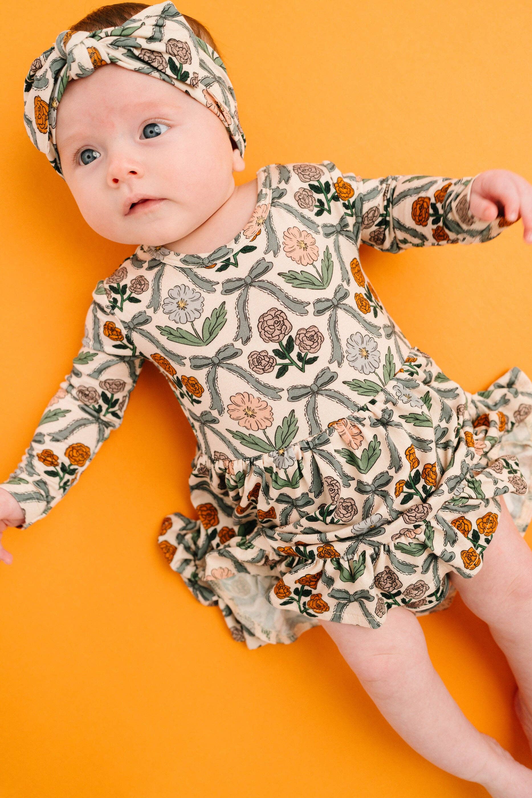 Cottage Bow Long Sleeve Bodysuit Bamboo Dress