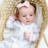 Santa Baby Print Ruffle Zip Footie - Pink