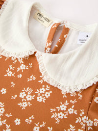 Rust Floral Peter Pan Collar Dress