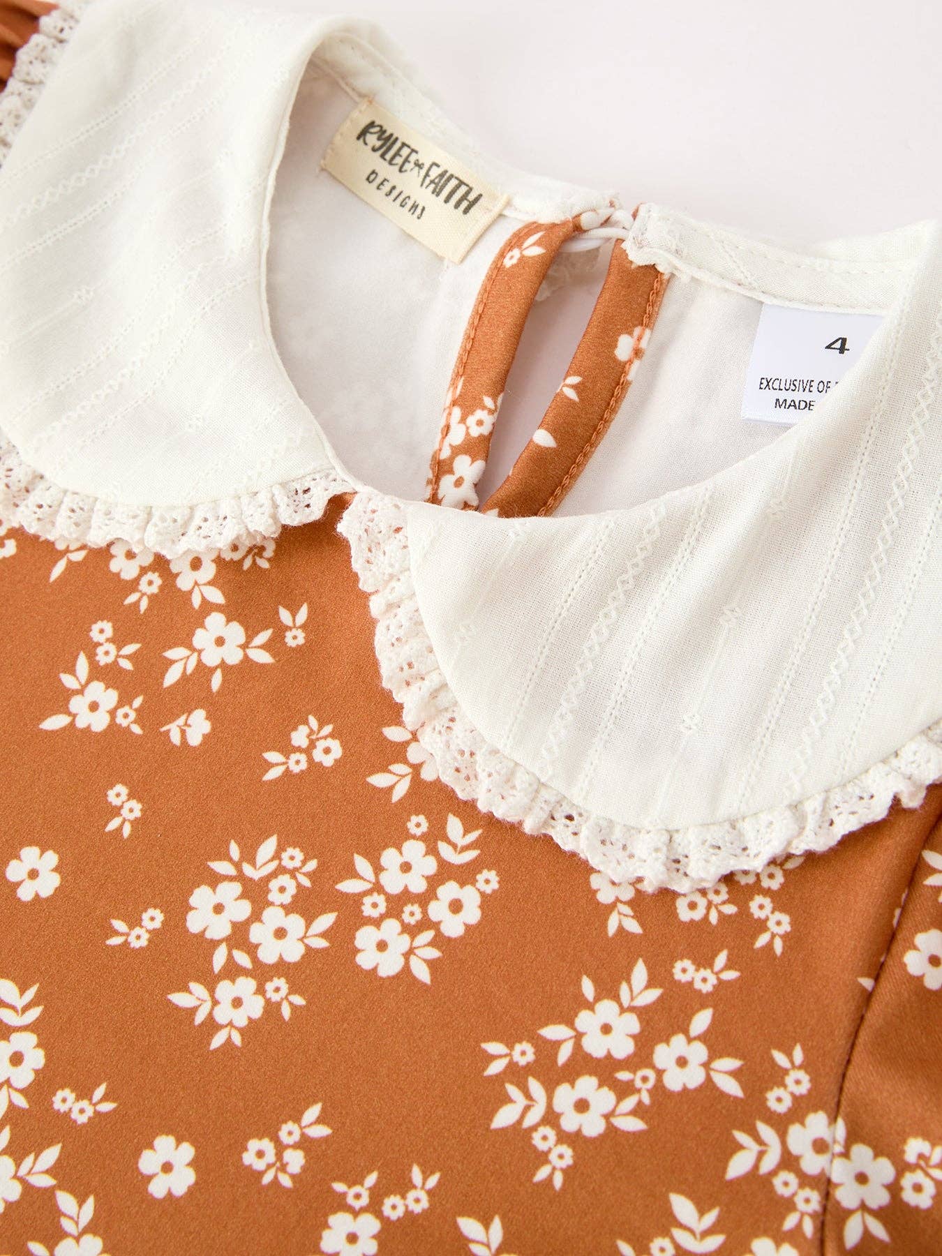 Rust Floral Peter Pan Collar Dress