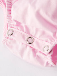 White Bow Smocked Pink Bubble