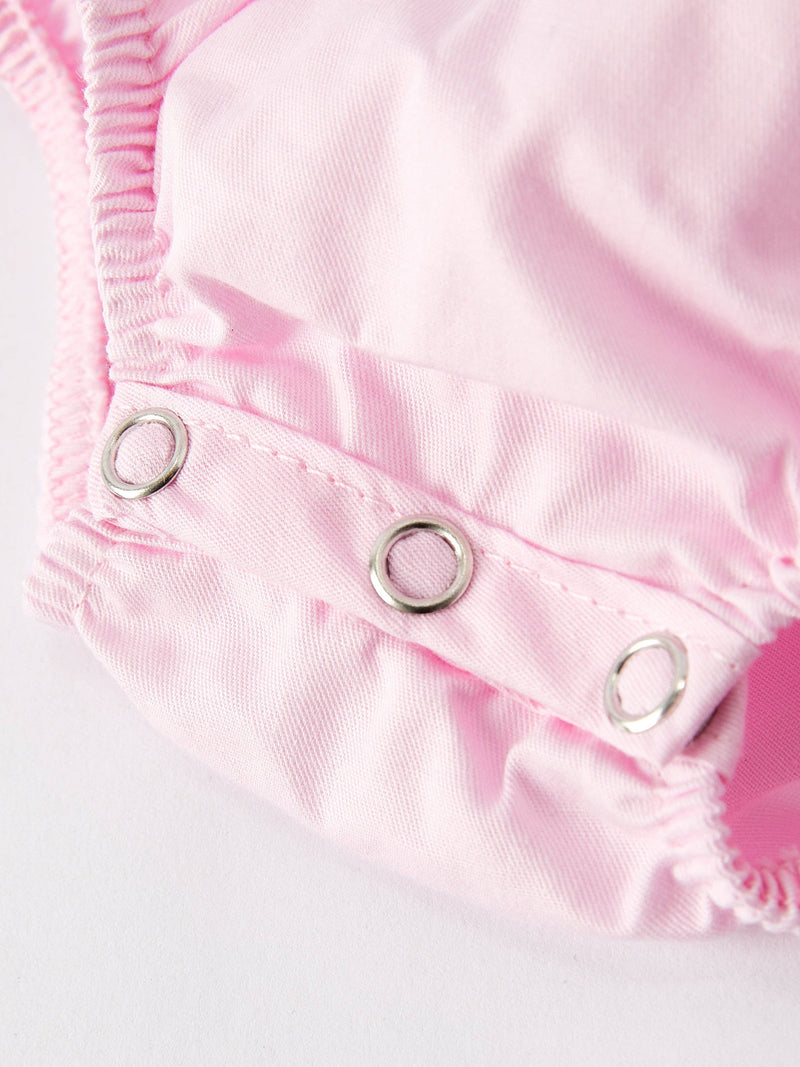 White Bow Smocked Pink Bubble