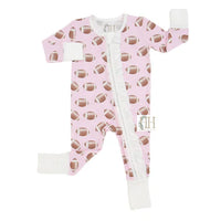 Pink Football Zipper Romper Sleeper